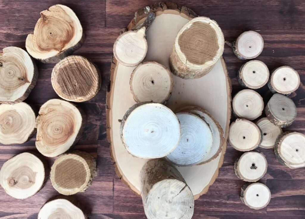 Tree stumps for nature based loose parts for the Reggio inspired classroom