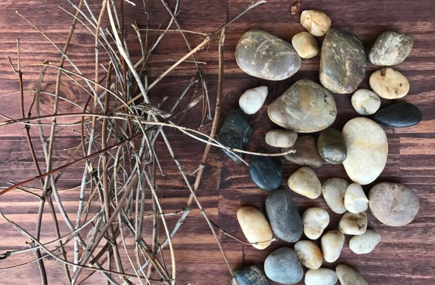 branches and stones for nature based loose parts for the Reggio inspired classroom